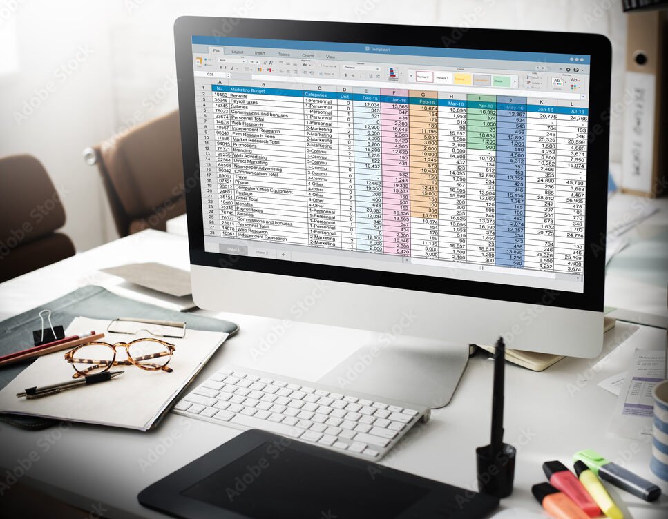 Spreadsheet Document Information Financial Startup Concept